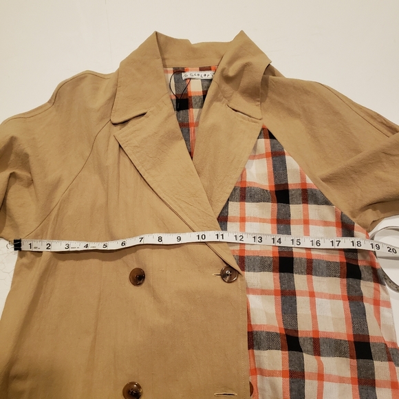 Boutique style 2 tone patchwork plaid Christy Dawn style trench coat - Picture 8 of 8